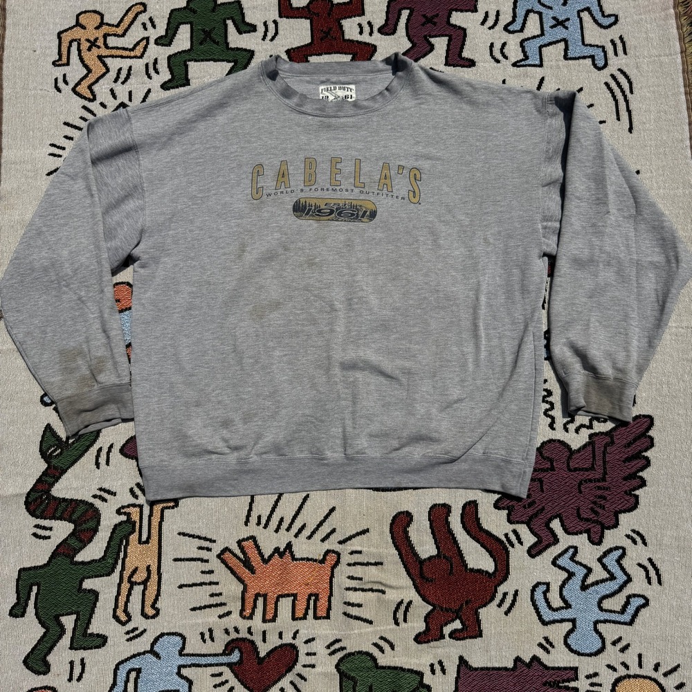 Vintage Distressed Field Duty Cabela's Logo Graphic Crewneck Sweatshirt Size 2XL